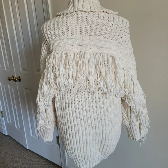 Anthropologie Maeve Fringed Cardigan. Avori - Picture 5 of 8